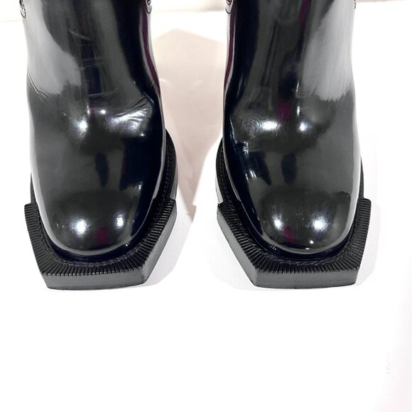 Alexander McQueen Glossy Two Toned Red Black Chelsea Ankle Boots SZ 38 - Picture 7 of 11